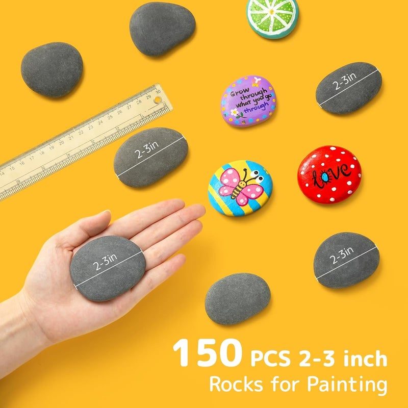Simetufy 150 Pcs River Rocks for Painting, 2"-3" Painting Rocks, Flat & Smooth Stones Bulk to Paint, Natural Crafts & Art for Kids Adults - Image 3